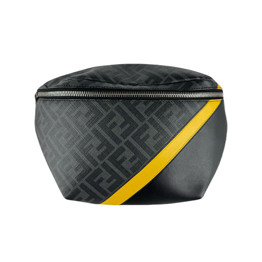 Fendi waist bag body diagonal leather canvas black x yellow